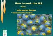 How to work the GIS Basics Information Access Information Visualization