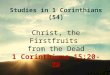 Studies in 1 Corinthians (54) Christ, the Firstfruits from the Dead 1 Corinthians 15:20-28