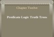 Chapter Twelve Predicate Logic Truth Trees. 1. Introductory Remarks The trees for sentential logic give us decidability—there is a mechanical decision