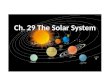 Ch. 29 The Solar System. 29.1 Models of the Solar System Geocentric model: Earth centered model developed by Aristotle – Did not fit observations such