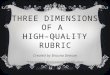 THREE DIMENSIONS OF A HIGH-QUALITY RUBRIC Created by Shauna Denson “Classroom Assessment for Student Learning”(J. Chappuis)