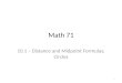 Math 71 10.1 – Distance and Midpoint Formulas; Circles 1