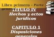 TITULO IV Hechos y actos jurídicos CAPITULO 1 Disposiciones generales Libro primero - Parte general