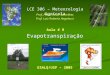 Evapotranspiração LCE 306 – Meteorologia Agrícola Prof. Paulo Cesar Sentelhas Prof. Luiz Roberto Angelocci ESALQ/USP – 2005 Aula # 8