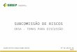 S UBCOMISSÃO DE R ISCOS ORSA - T EMAS PARA D ISCUSSÃO 07 de abril de 2015 SUSEP/DITEC/CGSOA/COARI/DIRIS