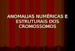 ANOMALIAS NUMÉRICAS E ESTRUTURAIS DOS CROMOSSOMOS