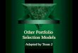Other Portfolio Selection Models Ch11