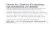 How to Solve Fraction Questions in Math