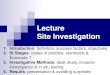 Lecture Site Investigation