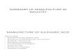 Summary of Manufacture in Industry, Sulphuric Acid