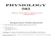Human Physiology 502 Winter 13 Lectures 1 and 2 Handout