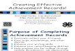Creating Effective Achievement Record s