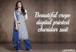 Beautiful crepe digital printed churidar suit