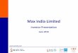 Max India Limited Investor Presentation June 2016