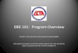 DBE 101:  Program Overview