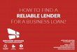 How To Find A Reliable Lender For A business Loan
