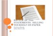 Battle of The Statements: Selling Yourself On Paper