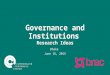 Top Ideas for Governance and Institutions