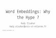 Word Embeddings, why the hype ?