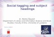 Alenka Šauperl: Social Tagging and Subject Headings