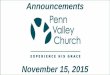 Penn Valley Church Announcements 11 15-15