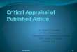Critical appraisal of published article