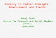 Concepts and Measurement of Poverty and Inequality I