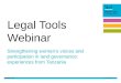 Legal tools webinar on 'Strengthening women’s voices and participation in land governance: experiences from Tanzania