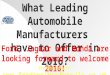 What leading automobile manufacturers have to offer in 2016