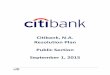 Citibank, N.A. Resolution Plan Public Section September 1, 2015