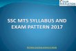 SSC MTS syllabus and exam pattern