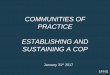How to establish and maintain a Commnunity if Practice