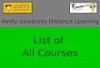 Amity university distance learning - list of all courses