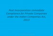 Post incorporation immediate compliance for Private Companies