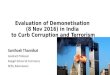 Evaluation of Demonetisation (8 Nov 2016) in India to Curb Corruption and Terrorism