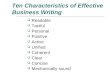 Ten Characteristics in Effective written Communication