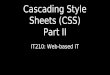 Cascading Style Sheets (CSS) Part II IT210: Web-based IT