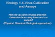 Virology 1.4-Virus Cultivation and Assays How do you grow viruses and then determine how many there are in a sample? (Physical, Chemical, Biological approaches)
