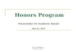 Honors Program Presentation for Academic Senate May 21, 2013