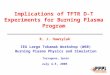 Implications of TFTR D-T Experiments for Burning Plasma Program R. J. Hawryluk IEA Large Tokamak Workshop (W60) Burning Plasma Physics and Simulation Tarragona,