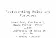 Representing Roles and Purposes James Fan 1, Ken Barker 1, Bruce Porter 1, Peter Clark 2 1 University of Texas at Austin 2 Boeing Company