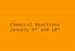 Chemical Reactions January 9 th and 10 th. Chemical Reactions Bell ringer Below are two examples of chemical reactions. Answer the following questions