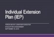 Individual Extension Plan (IEP) TERESA MCCOY, ASSISTANT DIRECTOR EVALUATION & ASSESSMENT SEPTEMBER 18, 2015