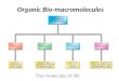 Organic Bio-macromolecules The molecules of life
