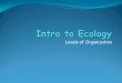 Levels of Organization. Ecology The study of interactions between organisms and their environment