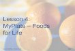 Lesson 4: MyPlate – Foods for Life Slide 1. Opening Questions Lesson 4: MyPlate – Foods for Life Slide 2