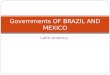 Latin America Governments OF BRAZIL AND MEXICO. STANDARDS SS6CG2 THE STUDENT WILL EXPLAIN THE STRUCTURES OF THE NATIONAL GOVERNMENTS IN LATIN AMERICA
