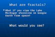 What are fractals? What if you view the Lake Michigan shoreline in Google Earth from space? What if you view the Lake Michigan shoreline in Google Earth