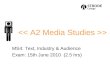MS4: Text, Industry  Audience Exam: 15th June 2010 (2.5 hrs)