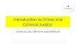Introduction to Crime and Criminal Justice Criminal Law: Offences and Defences